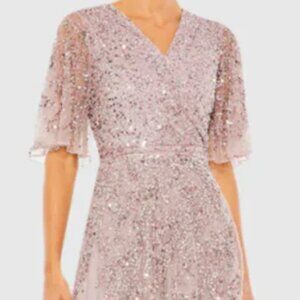 Mac Duggal 93681 Sequined Butterfly Sleeve High Low Gown Womens Dress New